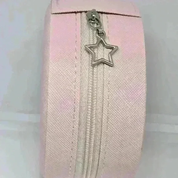 NWOT Pink Portable Round Jewelry Box - Picture 2 of 4